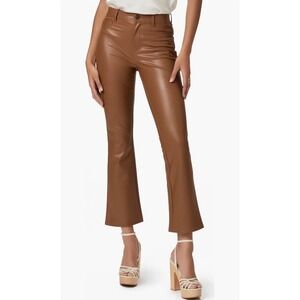 NWOT Paige Claudine Ankle Flare Dark Argan Brown Faux Leather Pants Jeans Sz 28